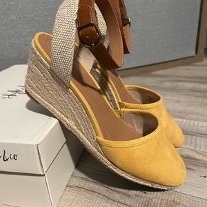 Style & Co yellow wedge sandals